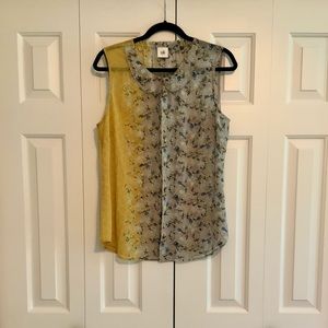 Cabi Floral Sheer Sleeveless Button Down Blouse Style# 5221